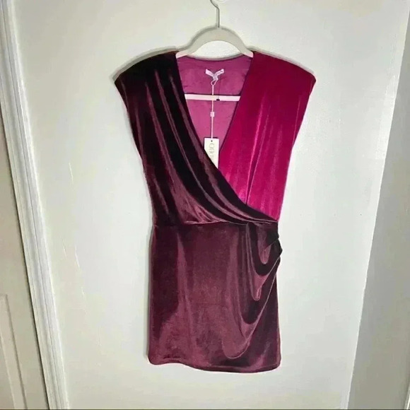 Ronny Kobo Carol Two Tone Colorblock Velvet Dress Size Large - Picture 3 of 9